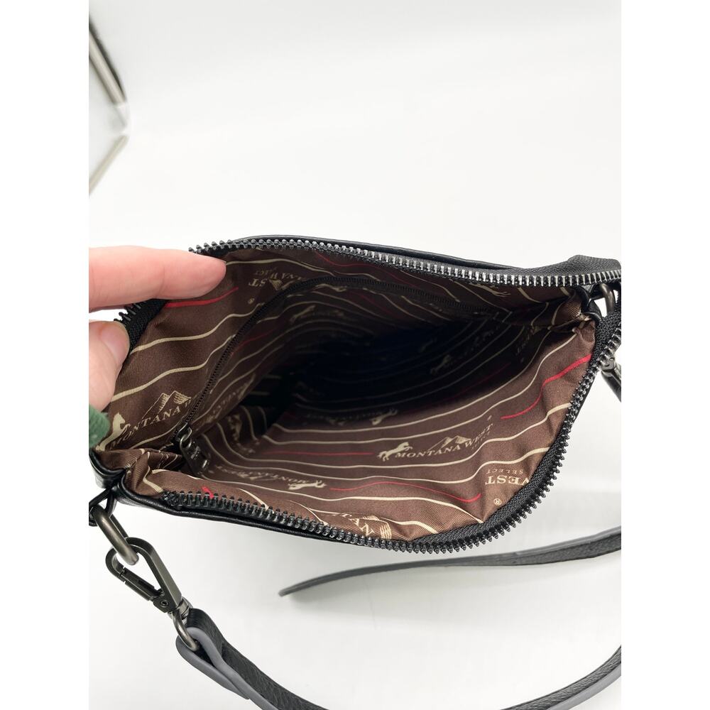 Montana West Crossbody Bag Black Faux Leather Studded Boho Western‎ Minimalist - Picture 7 of 13